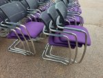 Cantilever Meeting Chairs – Purple Seats, Mesh Backs, Chrome Base - Set of 33 - Image 8