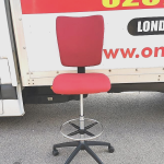 Draughtsman Red Chair Height Adjustable Office Stool w/ Foot Ring and Castors