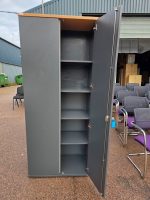 Bene Office Storage Cupboard, Lockable Doors – Graphite Finish with Wood Top - Image 10