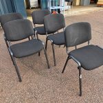 Black Stacking Visitor Chairs, Upholstered Office Meeting Seats - Set of 5