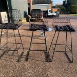 Black Wire Bar Stools with Cushions, Kitchen/Island High Seating's - Set of 3