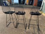Black Wire Bar Stools with Cushions, Kitchen/Island High Seating's - Set of 3 - Image 5