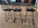 Black Wire Bar Stools with Cushions, Kitchen/Island High Seating's - Set of 3 - Image 6