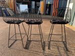 Black Wire Bar Stools with Cushions, Kitchen/Island High Seating's - Set of 3 - Image 7