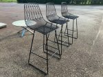 Black Wire Bar Stools with Cushions, Kitchen/Island High Seating's - Set of 3 - Image 10