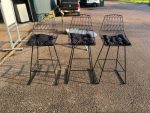 Black Wire Bar Stools with Cushions, Kitchen/Island High Seating's - Set of 3 - Image 13