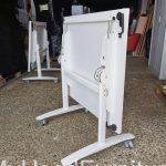 Flip Top Folding Table on Wheels – White Mobile Desk 80cm - Office Workstation