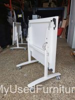 Flip Top Folding Table on Wheels – White Mobile Desk 80cm - Office Workstation