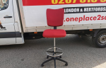 Draughtsman Red Chair Height Adjustable Office Stool w/ Foot Ring and Castors - Image 12