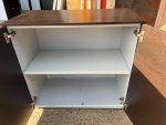 Office Storage Lockable Cupboard - Dark Wood, White Sides 2 Door Cabinet - Image 10