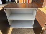 Office Storage Lockable Cupboard - Dark Wood, White Sides 2 Door Cabinet - Image 11