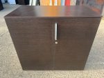 Office Storage Lockable Cupboard - Dark Wood, White Sides 2 Door Cabinet