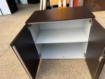 Office Storage Lockable Cupboard - Dark Wood, White Sides 2 Door Cabinet - Image 4