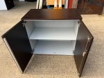 Office Storage Lockable Cupboard - Dark Wood, White Sides 2 Door Cabinet - Image 6