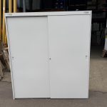 Maine Office Storage Cabinet Cupboard Sliding Door, Extra Wide White Tall Unit