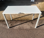 White Office Desk Ergonomic Height Adjustable Grey Frame, Cut-Out Top - 120cm