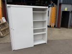 Maine Office Storage Cabinet Cupboard Sliding Door, Extra Wide White Tall Unit - Image 16