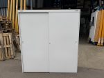 Maine Office Storage Cabinet Cupboard Sliding Door, Extra Wide White Tall Unit - Image 20