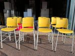 Senator Bar Stools Yellow, Stackable Plastic Seat Tubular Steel Frame - Set of 8 - Image 9