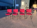 Elite Stacking Meeting Chairs Upholstered Red Visitor Seating - Set of 4