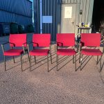 Elite Stacking Meeting Chairs Upholstered Red Visitor Seating - Set of 4