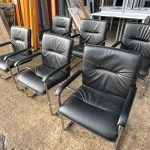 Office Cantilever Meeting Chairs - Chrome Frame and Padded Arms - Set of 6