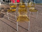 MB Dining / Meeting Chairs Stackable - Set of 6 Amber Clear Plastic Office Seat