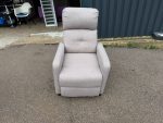 Compact Fabric Recliner Armchair – Light Grey, Manual Recline with Footrest - Image 4