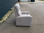 Compact Fabric Recliner Armchair – Light Grey, Manual Recline with Footrest - Image 6