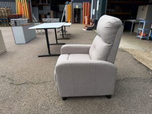 Light Gray Compact Fabric Recliner Armchair with Footrest
