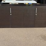 Credenza Office Storage Cupboard – Dark Wood and White Body Lockable Sideboard