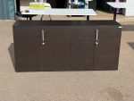 Credenza Office Storage Cupboard – Dark Wood and White Body Lockable Sideboard - Image 4