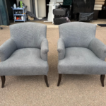 Lounge Grey Armchairs Occasional Reception Bedroom Upholstered Chairs - Set of 2