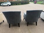 Lounge Grey Armchairs Occasional Reception Bedroom Upholstered Chairs - Set of 2 - Image 5