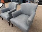 Lounge Grey Armchairs Occasional Reception Bedroom Upholstered Chairs - Set of 2 - Image 6
