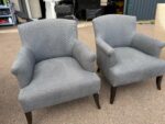 Lounge Grey Armchairs Occasional Reception Bedroom Upholstered Chairs - Set of 2 - Image 7
