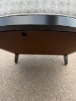 Elegant Textured Upholstered Armchair – Light Grey Fabric with Dark Wood Frame - Image 12