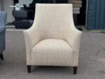 Elegant Beige Lounge Armchair – Upholstered Fabric Accent / Occasional Unit - Image 12