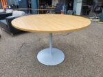 Senator Round Meeting Table - Oak Effect Top with Grey Pedestal - 120cm
