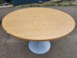 Senator Round Meeting Table - Oak Effect Top with Grey Pedestal - 120cm - Image 2