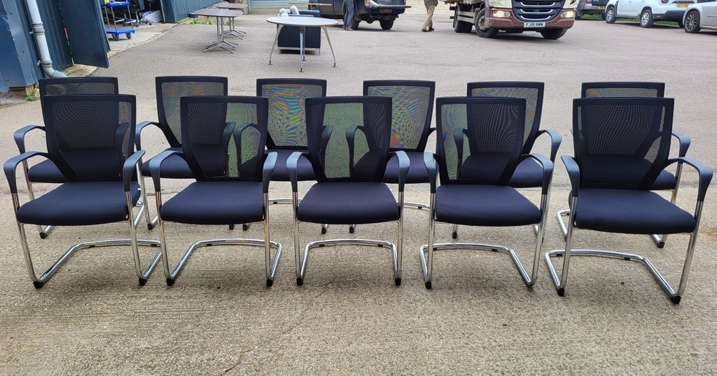 57-335 SIDIZ Mesh Visitor Chairs – Cantilever Meeting Office Chairs - Set of 11 - Image 1