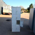 Bisley Steel Locker Cabinet – 8 Door Light Grey Office Staff Storage Unit