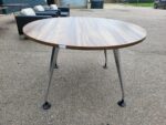 Orangebox Pars Meeting Table – Walnut Effect Round Top, Metal Legs - 120cm