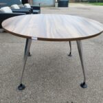 Orangebox Pars Meeting Table – Walnut Effect Round Top, Metal Legs - 120cm