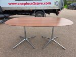 Walnut Office Meeting Table - Chrome & Aluminium Pedestal Base - 150cm