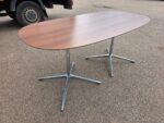 Walnut Office Meeting Table - Chrome & Aluminium Pedestal Base - 150cm - Image 2