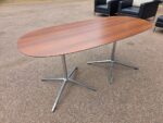 Walnut Office Meeting Table - Chrome & Aluminium Pedestal Base - 150cm - Image 4