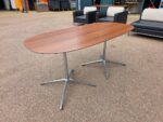 Walnut Office Meeting Table - Chrome & Aluminium Pedestal Base - 150cm - Image 6