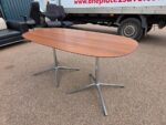 Walnut Office Meeting Table - Chrome & Aluminium Pedestal Base - 150cm - Image 8