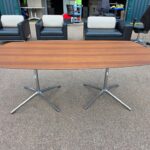 Walnut Office Meeting Table - Chrome & Aluminium Pedestal Base - 180cm